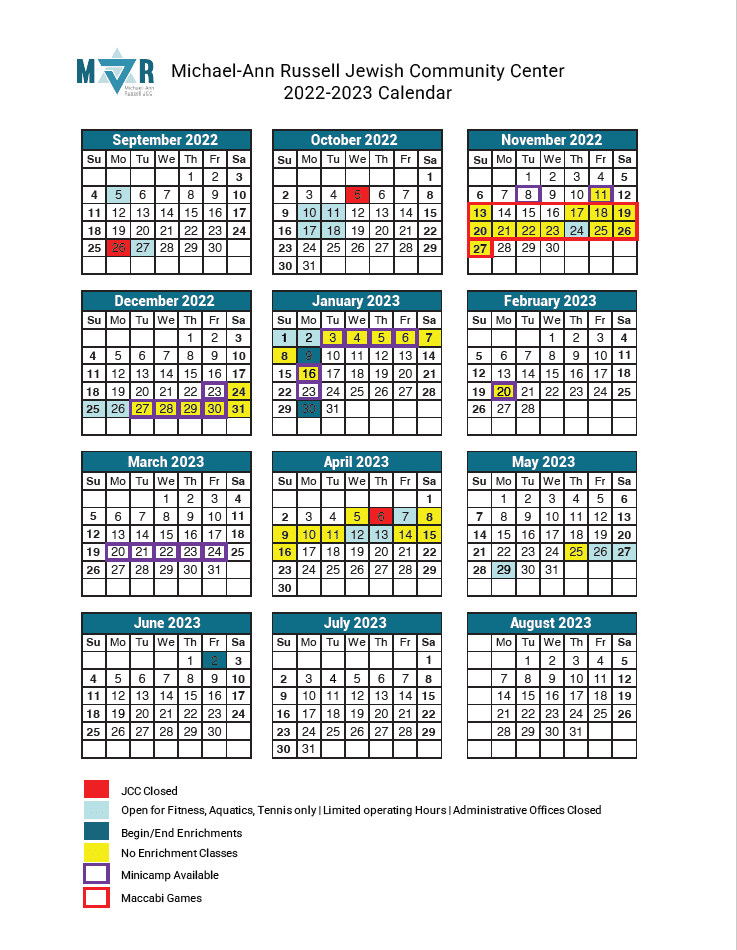 JCC Calendar MARJCC